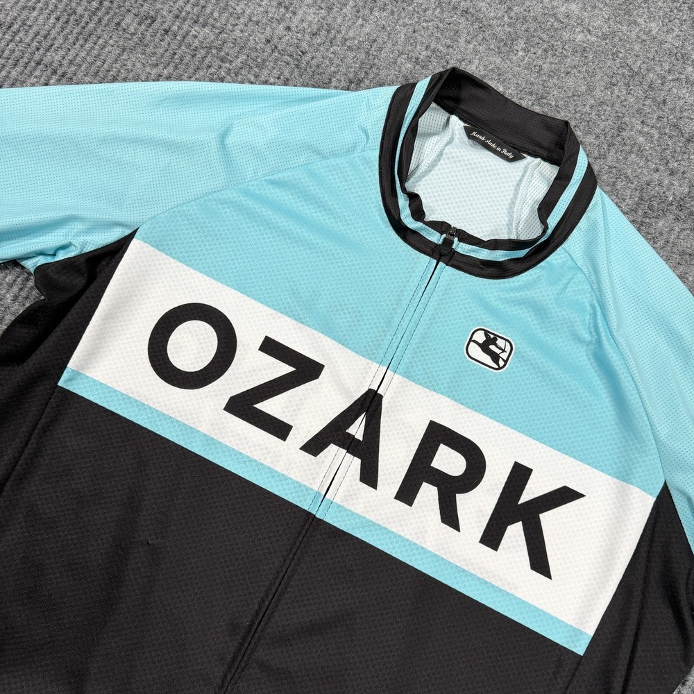 Giordana Ozark Cycling Jersey Mens Large Blue Full Zip Short Sleeve Bike